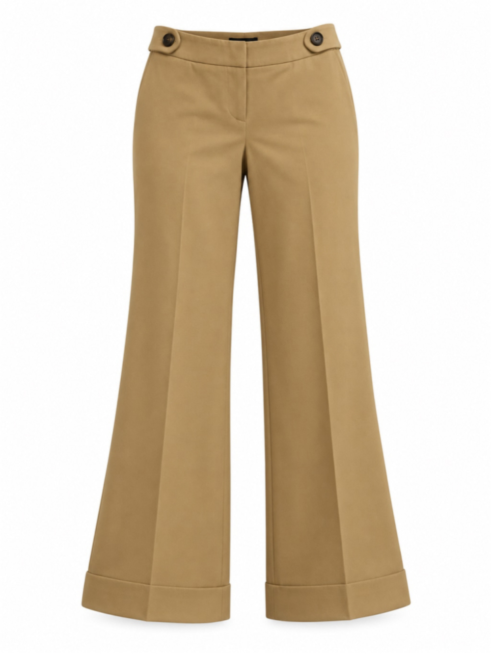 Focus 2000 Womens Size 10 Tan Khaki Dress Pants Wide Leg Cuffed Stretch Career